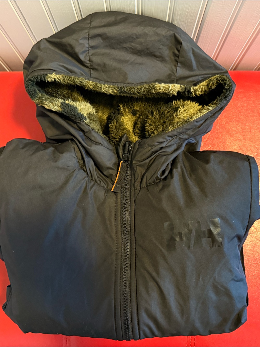 Black Hooded Fleece Lined Kid’s Reversible Jacket